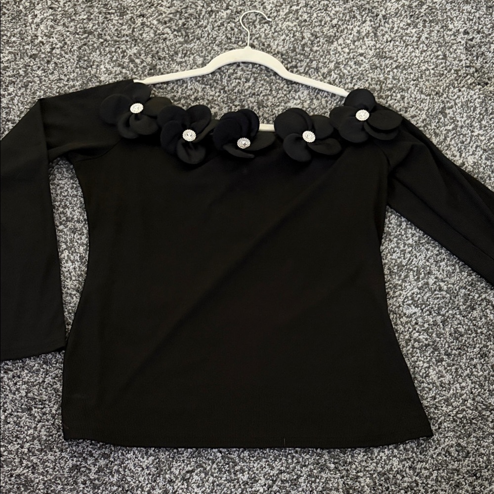 Elegant Black Floral Women's Top